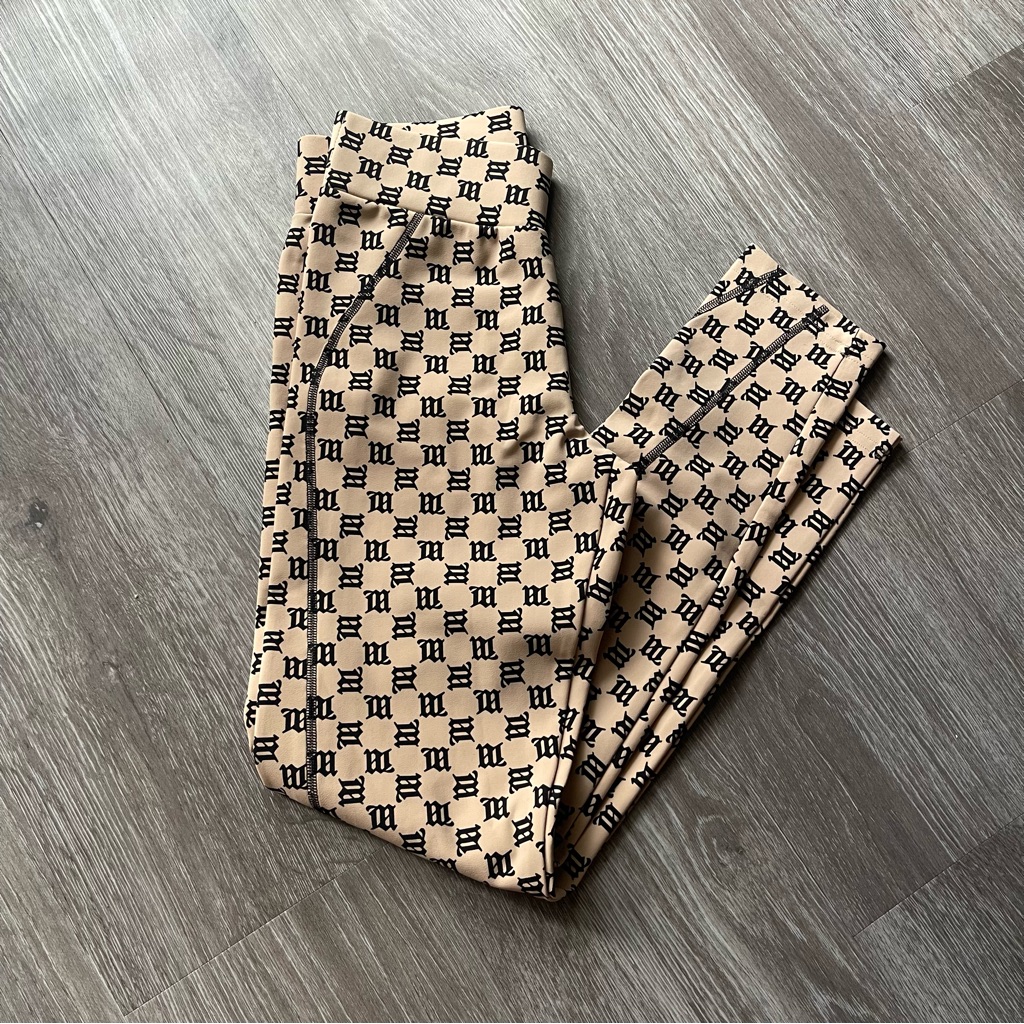 Misbhv Beige Leggings With Black Monogram Sm New Never Worn